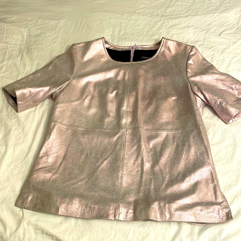 Neiman Marcus Leather Collection Chrome Pink Tee